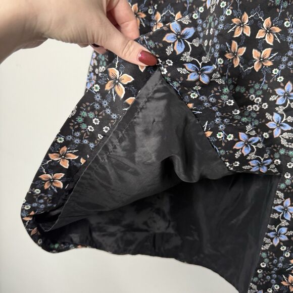 J. Crew Women’s Cotton Mirrored Floral Midi Lined Skirt Front Slit Size 10 - Picture 3 of 9